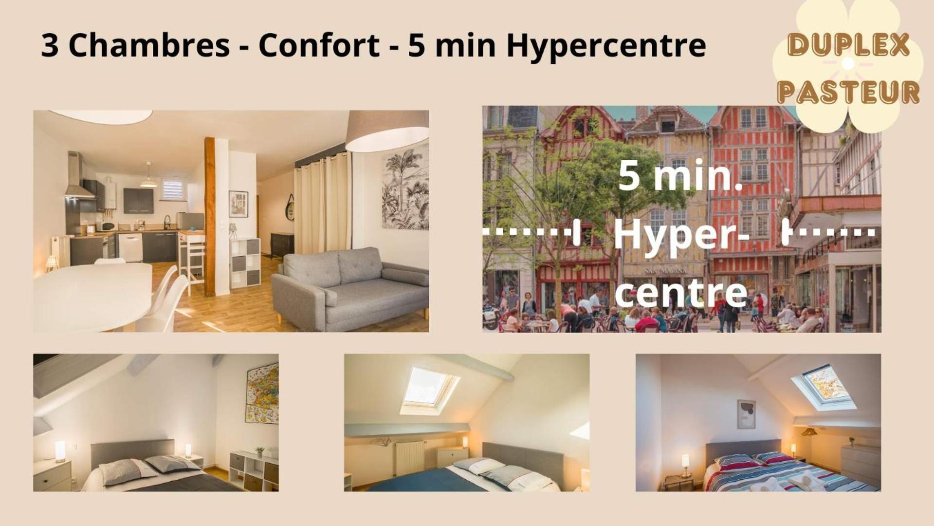 Le Duplex Pasteur - 5 Min Hypercentre - Ideal Groupe - Parking Gratuit 特鲁瓦 外观 照片